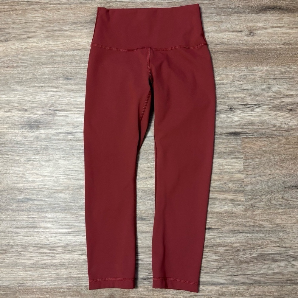 Lululemon Wunder Under Crop High Rise Leggings Size 4 In Brick Rose 21" - Picture 3 of 7
